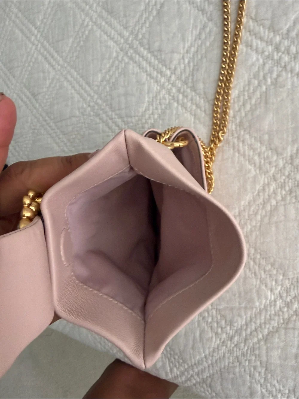 Tory Burch Greer Mini Leather Crossbody Bag  in Pink Crystal Jewel Embellished